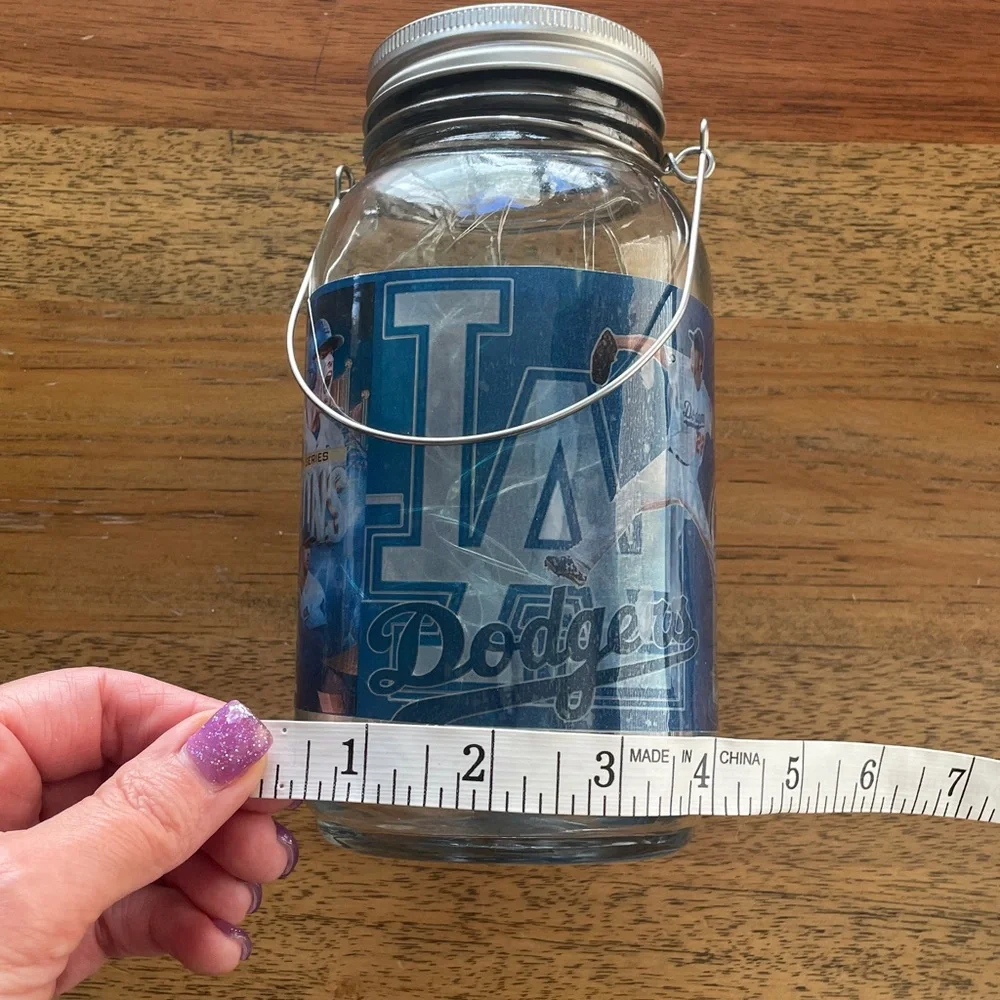 Los Angeles Dodgers Glass Light-Up Mason Jar with Handle